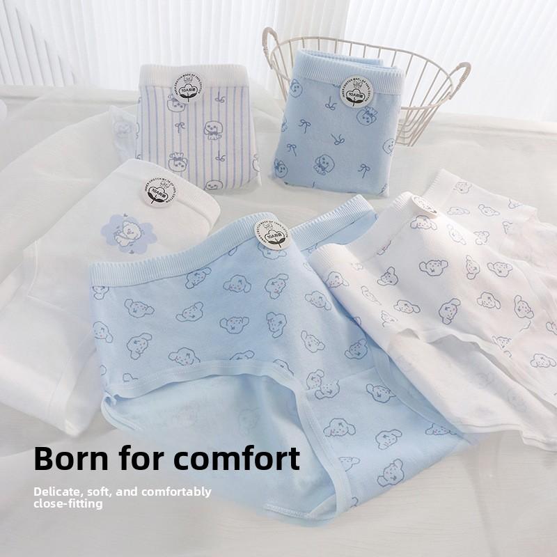Girls Spring and Summer Lovely Print 10A Antibacterial Cotton Crotch Comfortable Breathable Briefs