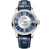 Plum Blossom Star Series Automatic Mechanical Movement Sapphire Glass Swiss Watch Blue Dial Stainless Steel Case Leather Strap 83538-S-ST-580