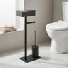 Toilet Paper Stand with Brush and Shelf Easy Assembly Bathroom Storage Rack with Toilet Brush Bathroom Tissue Storage Rack
