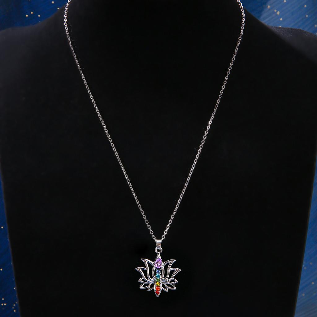 FTCY 7 Chakras Necklaces for Women Elegant Flower Yoga Energy Necklace Exquisite Charms Women's Pendant Gift