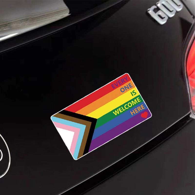 Reflective car stickers Everyone is Welcome Here - Waterproof Vinyl Sticker LGBTQ Progress Pride Flag Decorative accessories