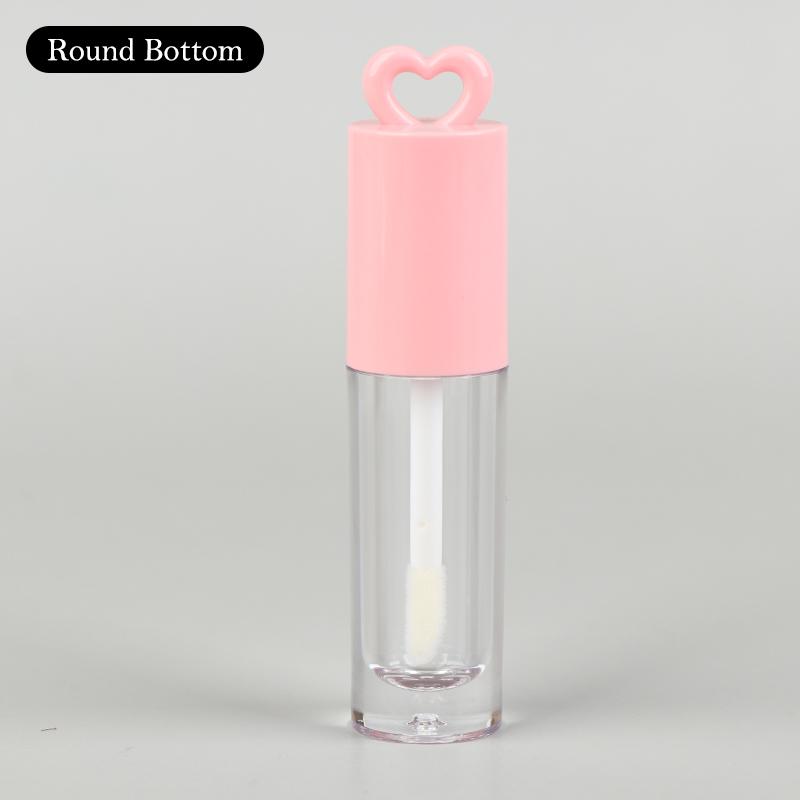 2.5ml Pink Heart-Shaped Lip Gloss Tube with Applicator Brush and Keychain – Empty Container for DIY Makeup