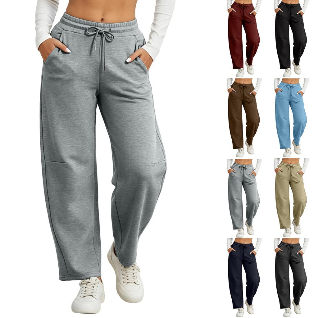 Women's Casual Drawstring Sweatpants with Pockets Loose Fit Jogger Pants Comfortable Lounge Bottoms for Everyday Wear