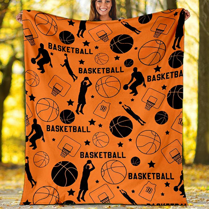 Basketball Theme Printed Blanket - Perfect for Couch, Bed, Travel & Outdoor Use | Machine Washable, Cozy & Durable.