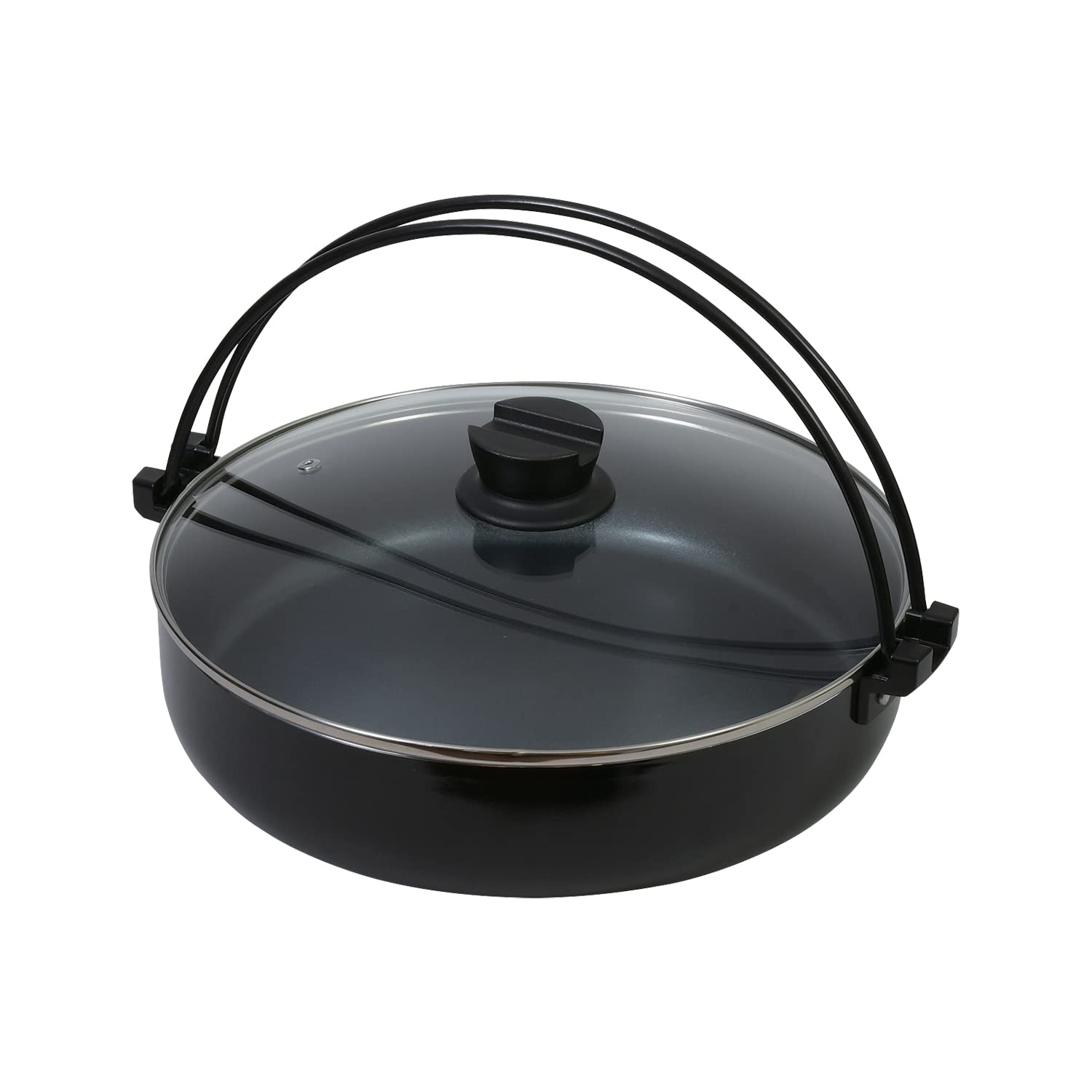 

Pearl Metal Sukiyaki Pot, 30cm, with Glass Lid, Non-stick Coating, IH Compatible, Home Cooking Set HB-5859