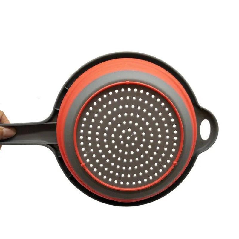 Faltbarer Abflusskorb mit Griff, Wasch- und Aufbewahrungsschüssel, rundes Gemüsereinigungssieb