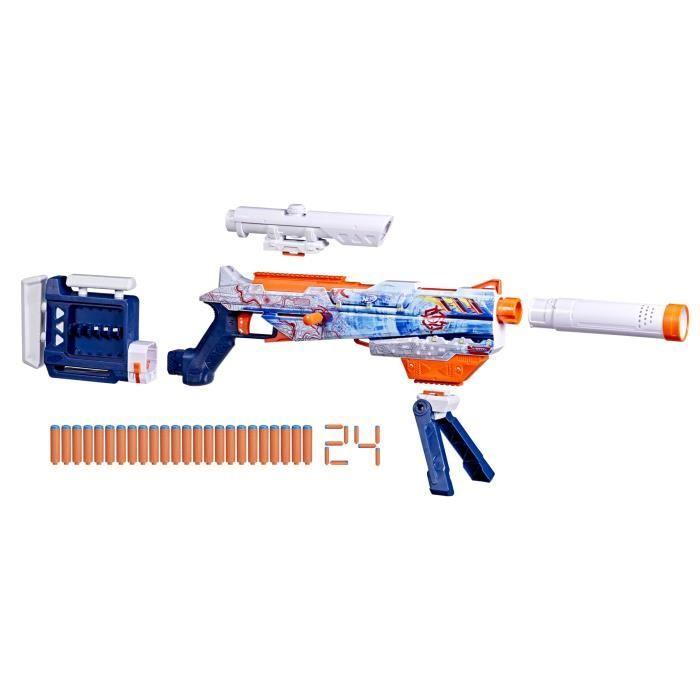 Nerf Loadout Arctic Zerostriker, blaster avec 4 accessoires interchangeables, 24 fléchettes Nerf N1, chargeur interne 6 fléchettes,
