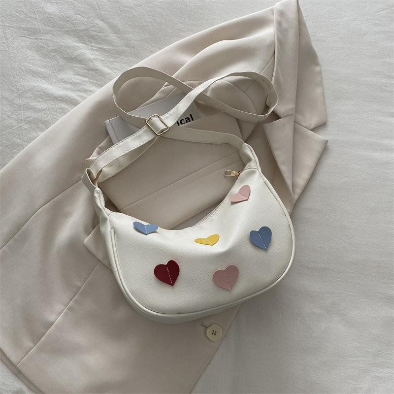 

Стильная, простая и вместительная портативная сумка-полумесяц, красивая маленькая сумка в зарубежном стиле для женщин, новая нишевая сумка подмышку 2025 года белый