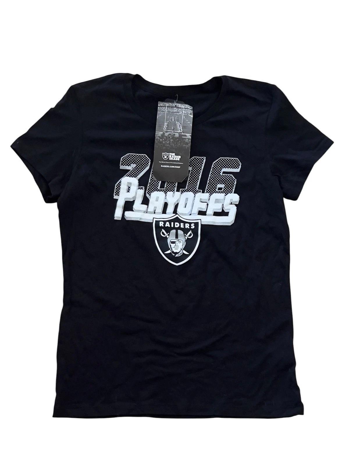NWT Majestic 2016 Womens Las Vegas Raiders Playoffs Black S/S Shirt Size Large 3XL