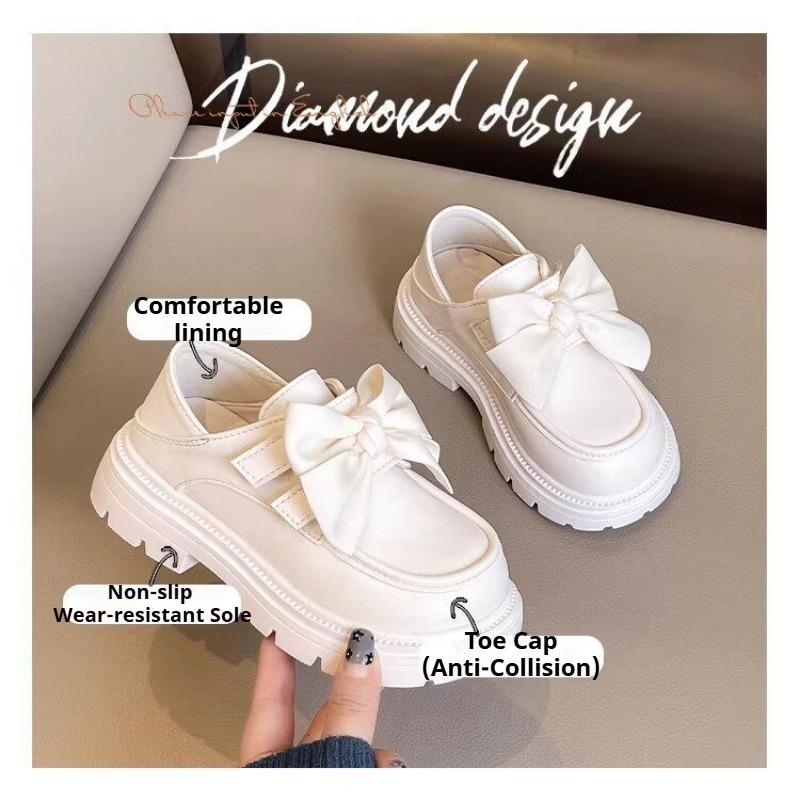 Girls Black Princess Leather Loafers Kids Soft Sole Flat Shoes Children Dress Shoes for Performance School