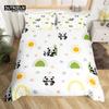 Cartoon Animal Duvet Cover Set Giraffe Elephant Sloth Tiger Zebra Monkey King Bedding Set Floral Lovely Animal Print Quilt Cover