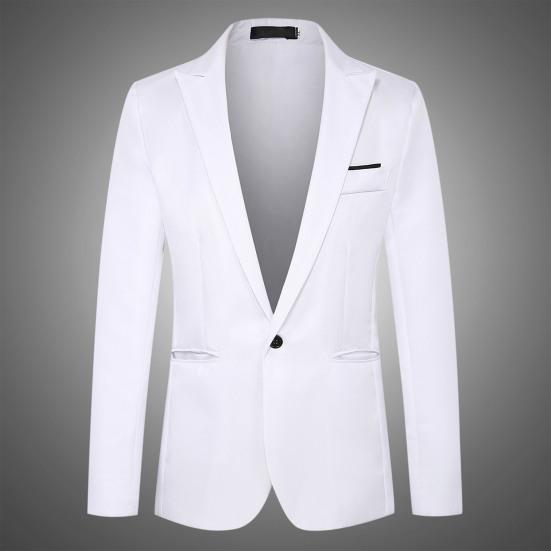 Thin Type Pockets Men Blazer Long Sleeve Single Button Lapel Suit Jacket Male Clothing