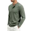 Men S Waffle Knit Henley Collar Long Sleeve T Shirt