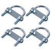4PCS Steel, Galvanized Surface Round Bend U Clamp Silver with Nut Plate Washer Round U-Bolts
