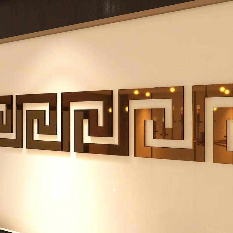 10pcs 3D Acrylic Self Adhesive Wall Decor Sticker Mirror for Bedroom Edge Strip Corner Line Building Border Home Office Decor