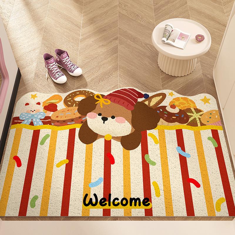 Seidenschlaufe Anti-Rutsch Hundetür-Matte: Süßer, schmutzabweisender, zuschneidbarer Fußteppich für Eingangsbereiche