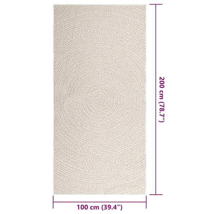 VidaXL ZIZUR Cream Rug 100x200 Cm Jute Look Indoor Outdoor, Outdoor Rug, Floor Mat, Indoor Rug, 4010375
