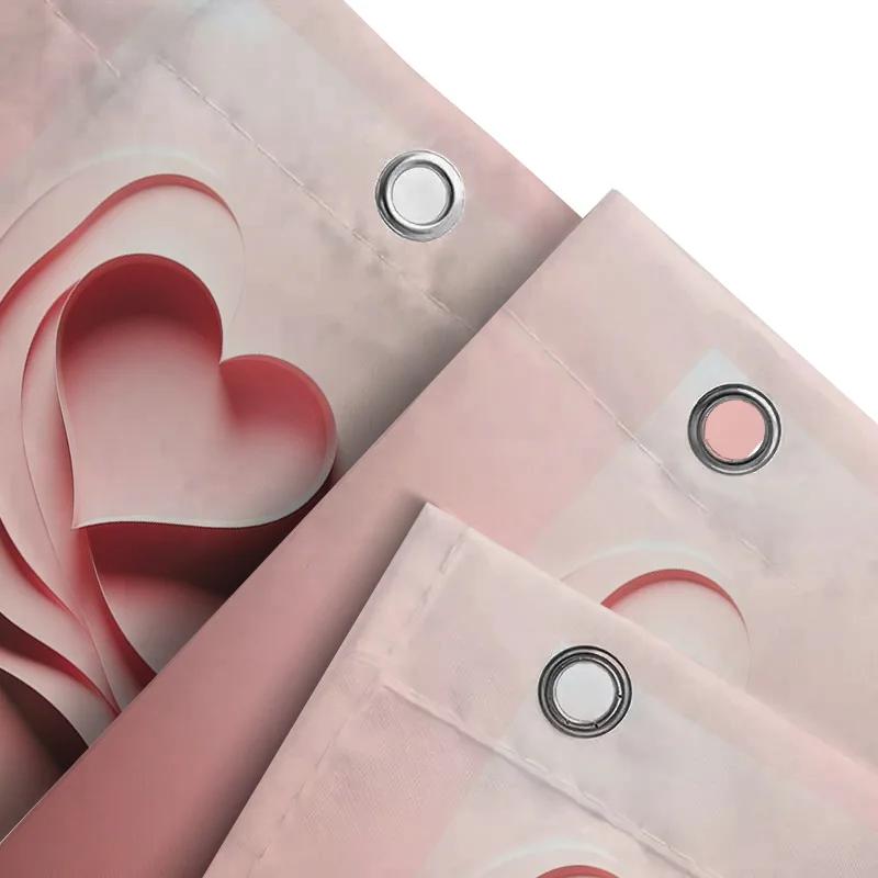 3D Abstract Heart Shower Curtain Modern And Romantic Bathroom Decor