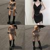 Summer Knit Fabric Slip Dress With Wrinkle Details For Petite Women