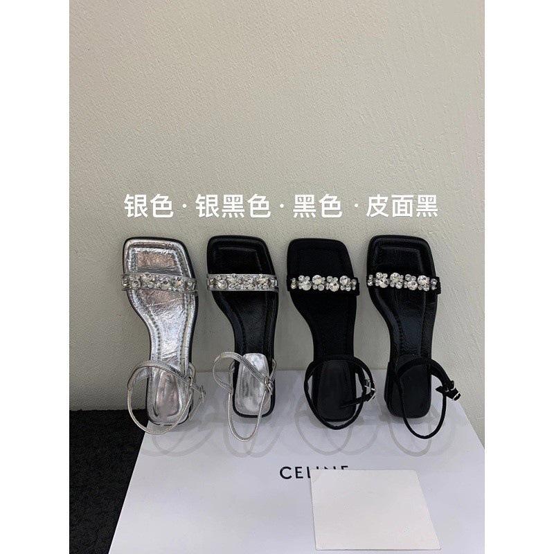 

Silver rhinestone thick heel sandals women s summer new with skirt beautiful low heel shoes 35 срібний