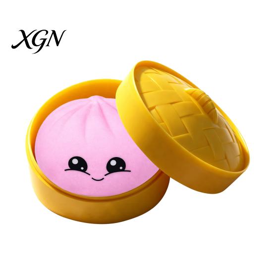 Anxiety Relief Steamed Bun Toy Smiling Stress Ball Anti-Anxiety Cartoon Dumpling Squeeze Soft Simulated Dough Fidget Sensory