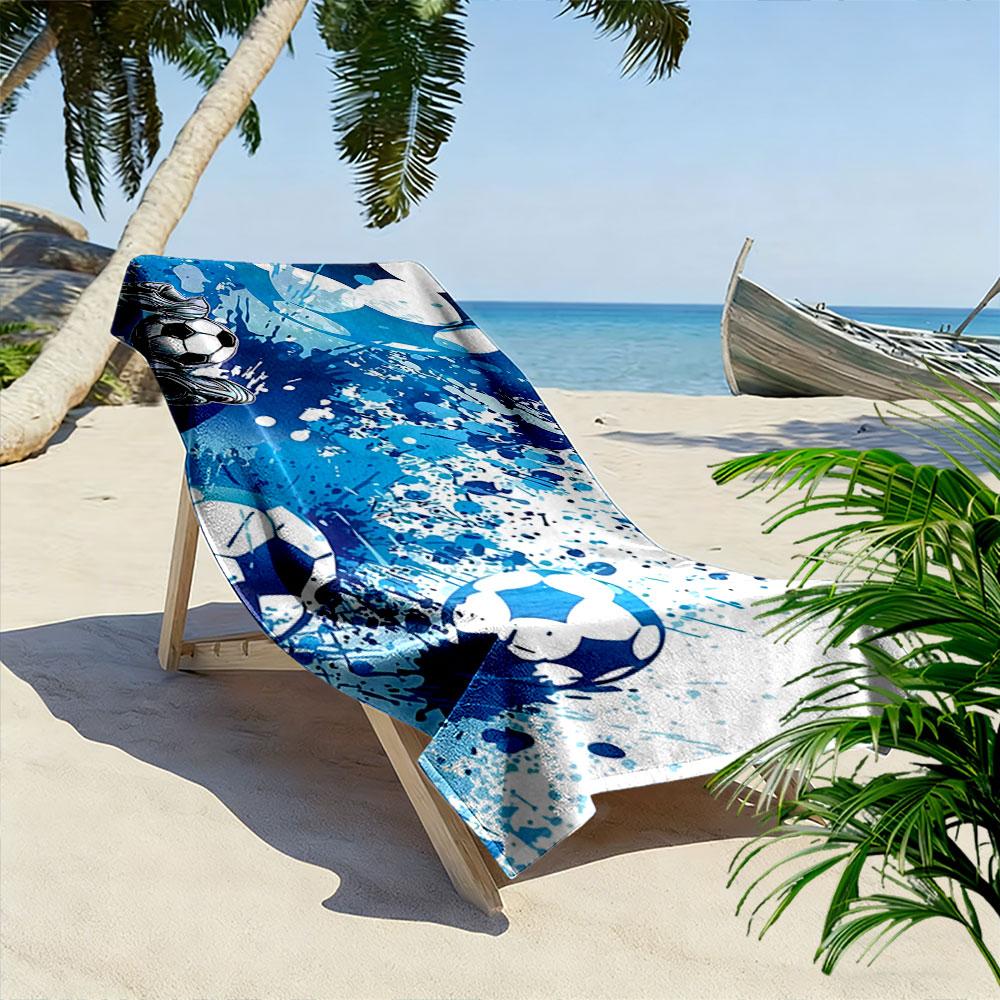Soccer Theme Blue Splash Towel A Must-have Beach Towel for Beach Travel