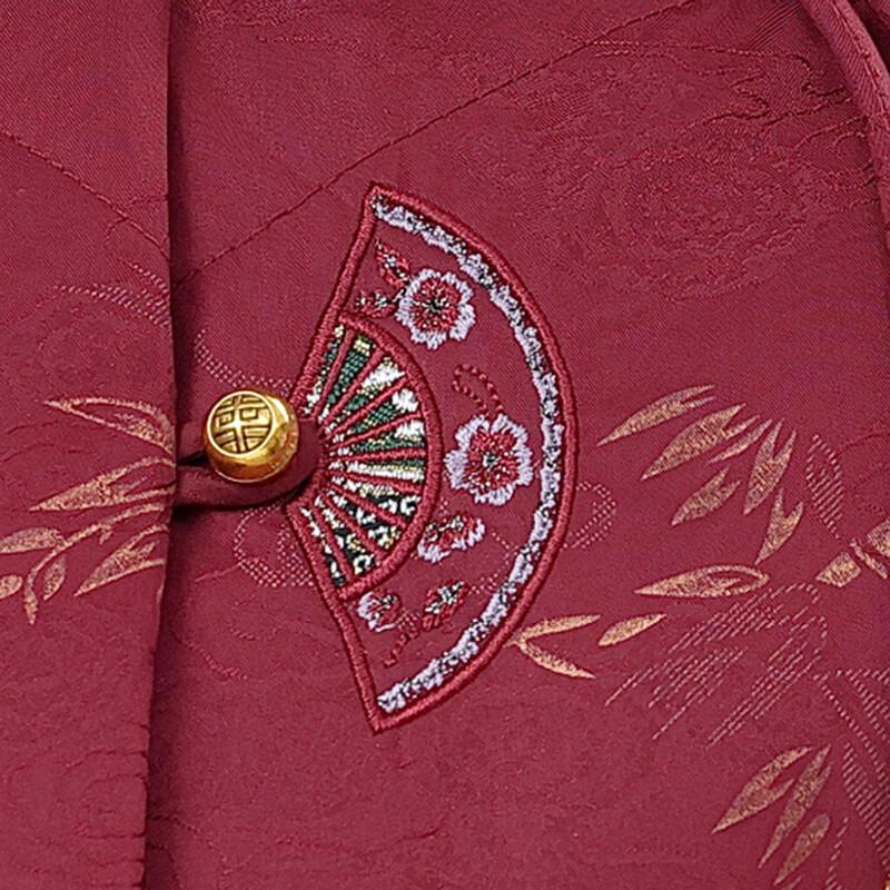 XueZhongFei Women's Embroidered New Chinese Style Down Jacket with Fur Collar