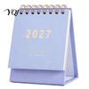 Durable Spiral Bound Calendar 2027 English Desktop Calendar, Minimalist Table Planner with Gold Easy Viewing Monthly Foil Cover, Thick Paper, 18-Month