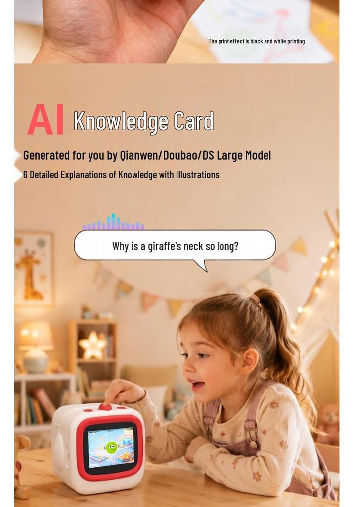 Impresora IA: Conectado por WiFi, Controlado por Voz, Generador de Imágenes e Historias, Preguntas y Respuestas de Enciclopedia, Corte de Papel