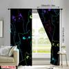 Set Of 2 Neon Cats Curtain Polyester Living Room Halloween Window Decor Home Blackout With Rod Pocket Ideal For