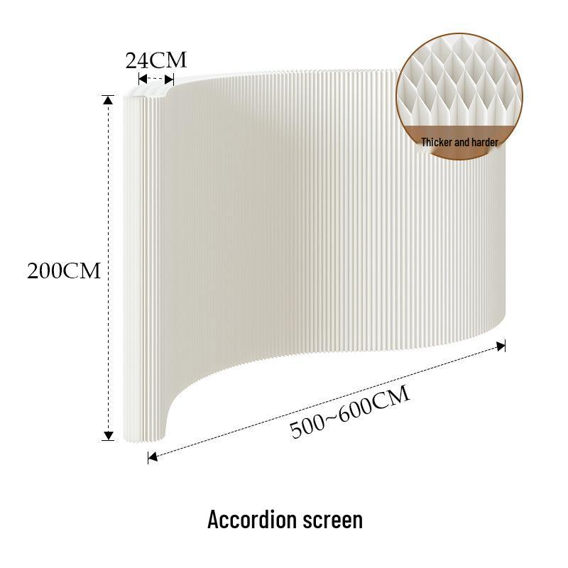 18-Panel Curved Folding Screen Divider – Japanese Style Retractable Wall for Live Broadcasts