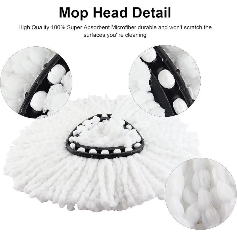 Triangle Mop Set - Bucket System Spin Mop Replacement, Washable and Reusable Spin Microfiber Pad for All Floors