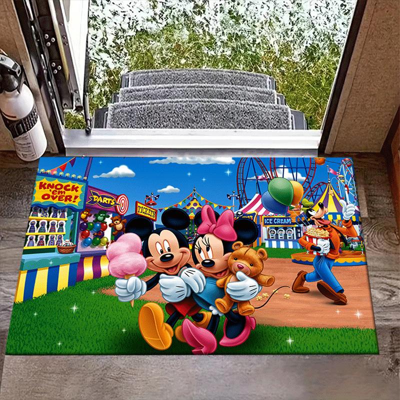 

1pc Mickey and Minnie Shopping Rug Anti Slip, Non Shedding, Ideal for Living, Bedroom & Laundry Handcrafted Home Decor 60cm by 90cm