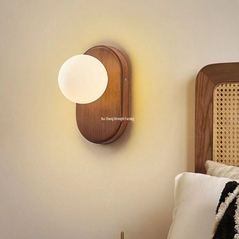 Wabi-sabi Japanische Massivholz-Wandleuchte: Minimalistische Nachttisch- und Eingangsleuchte.