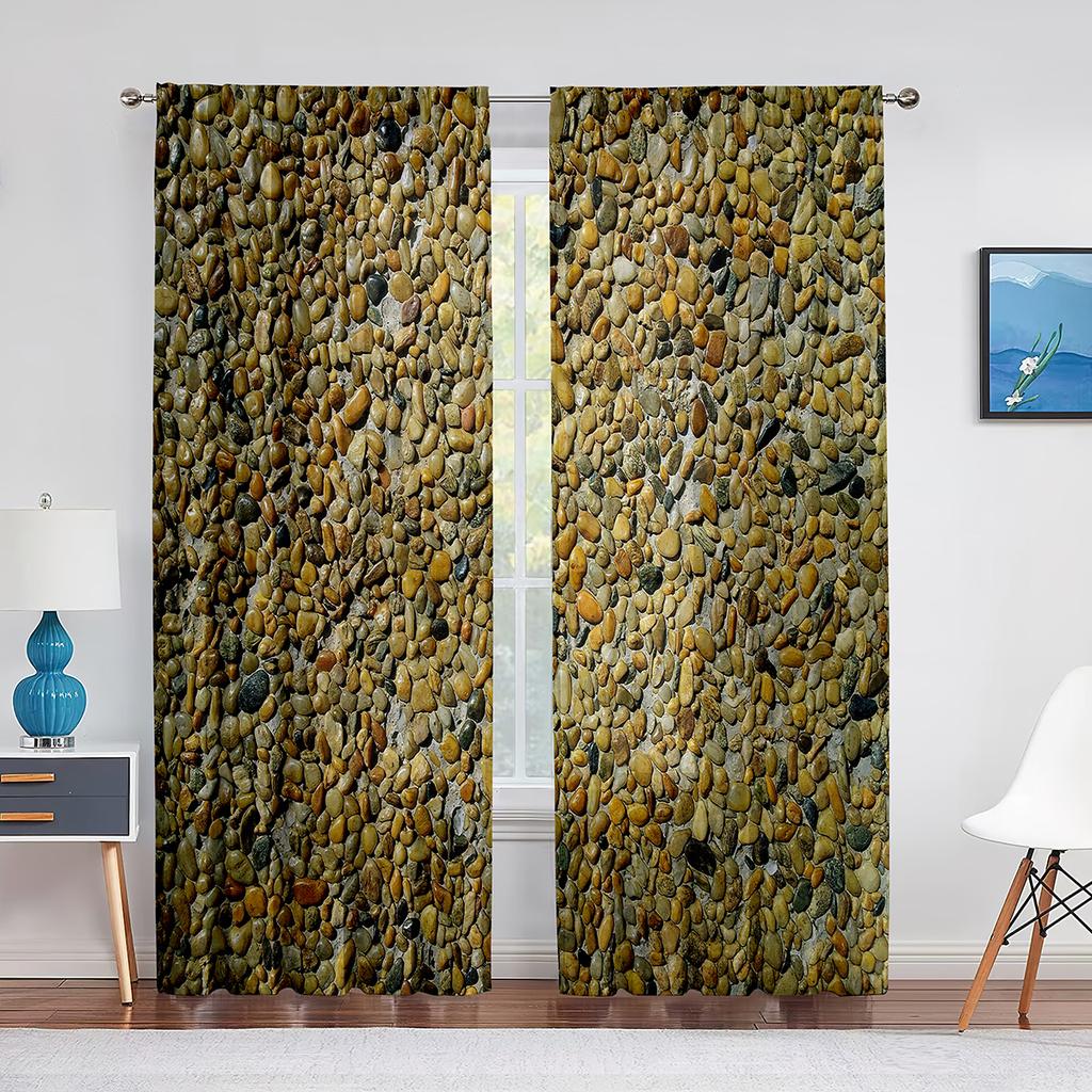 Urban Brick Slate Stone Wall Tulle Curtains for Living Room Bedroom Decoration Modern Chiffon Sheer Voile Kitchen Window Curtain