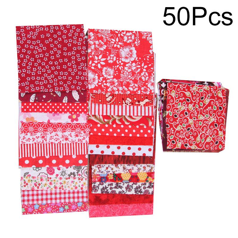 

50 шт. Материал ручной работы для пэчворка, рукоделия, цветочная ткань, DIY шитье, ткань для квилтинга 10*10 см, хлопковая ткань с цветочным принтом 10*10cm красный