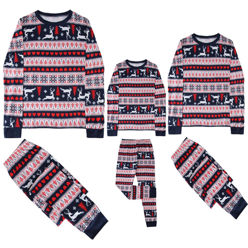 Long Sleeved Long Pants Pajama Set Christmas New Style Christmas Printed Parent-Child Home Outfit Set