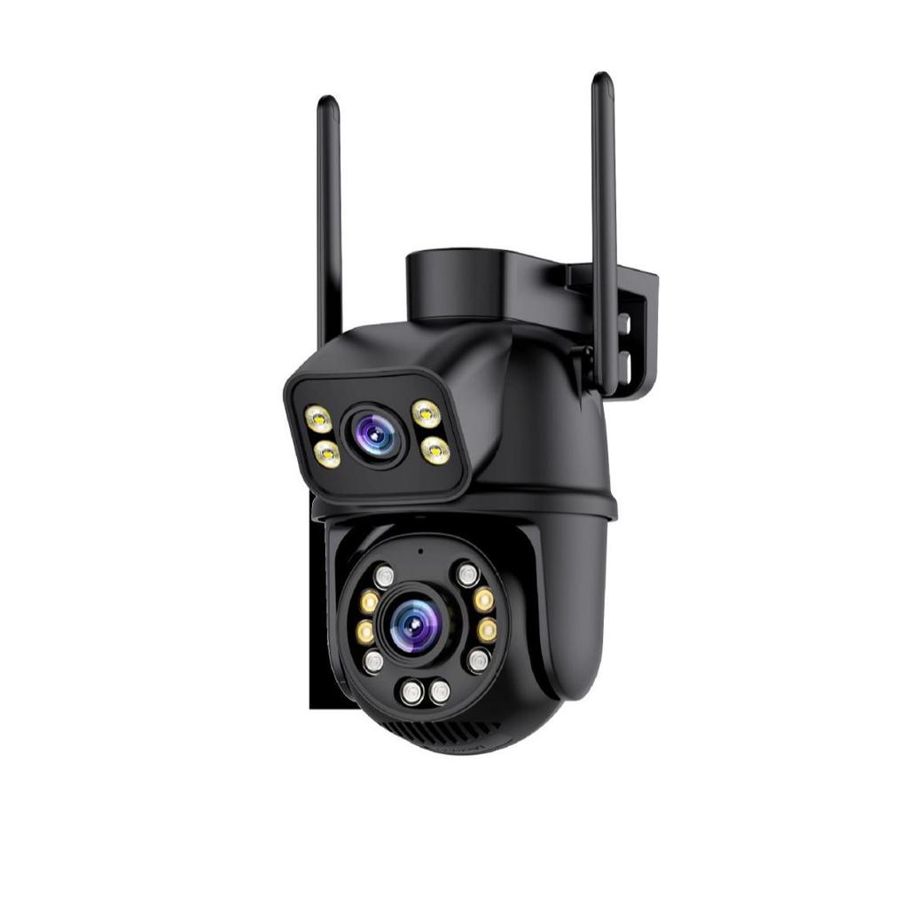 iCSee Dual-Lens HD WiFi Outdoor Surveillance Camera with Gun-Ball Linkage, Waterproof Design