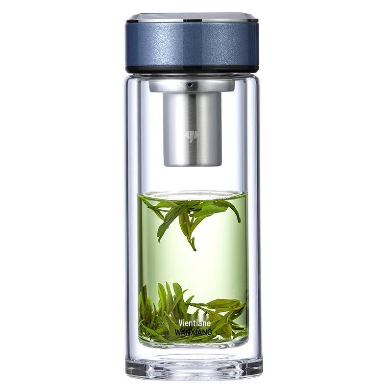 WANXIANG Double-Wall Glass Tea Infuser Travel Mug