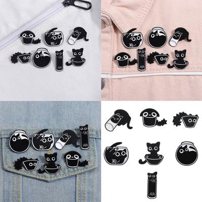 5pcs Lovely Cats Enamel Pin Cartoon Elegant Styles Animal Brooches Portable Accessory for Coats Sweaters and Bags