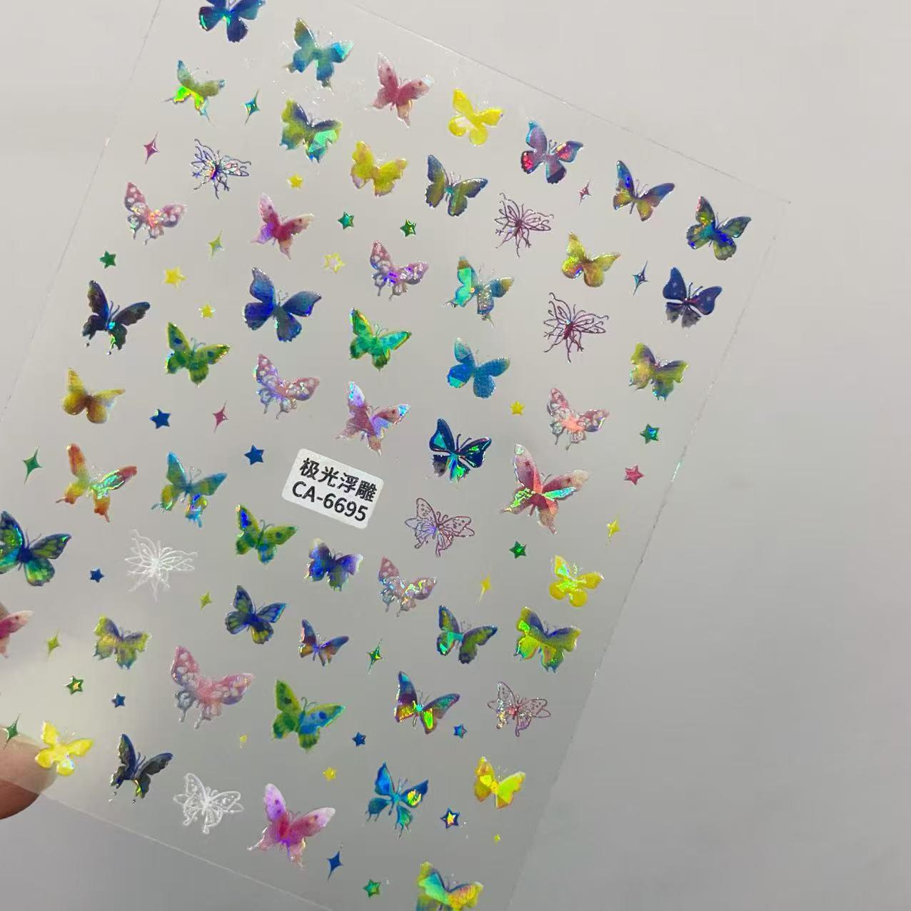 Enchanted Butterfly Garden Nail Stickers: Romantic Fluttering Fairy Style