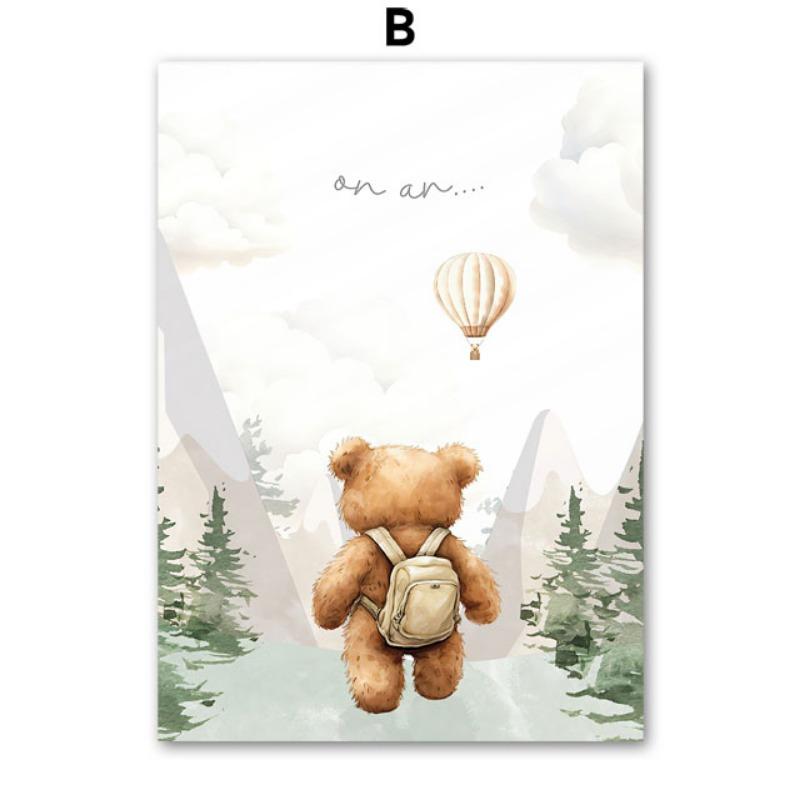 

Медведь Воздушный шар Самолет Лес Детская Настенная Живопись Холст Картины Индивидуальное Имя Плакаты Печати Картины Декор Детской Комнаты 21cm×30cm NoFrame