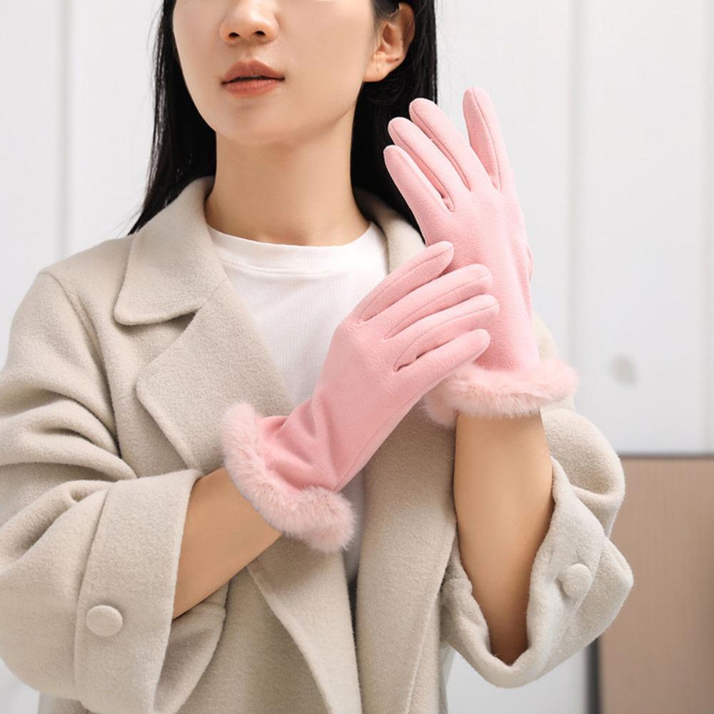 Einfarbige Fäustlinge mit vollen Fingern Winddichte Damen Winterhandschuhe Mode Fahrradfäustlinge Mädchen