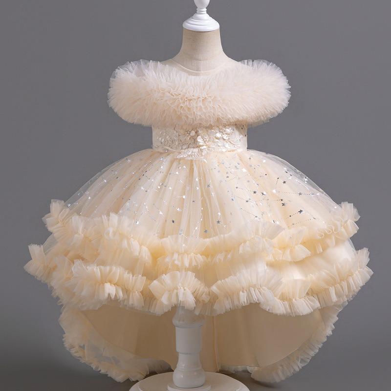 Girls Puffy Princess Dress Flower Girl Wedding Piano Performance Formal Dress