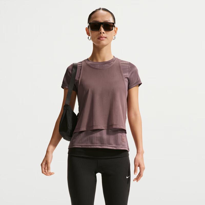Nike Women's IF0525 Layered Knit Crew Neck T-Shirt