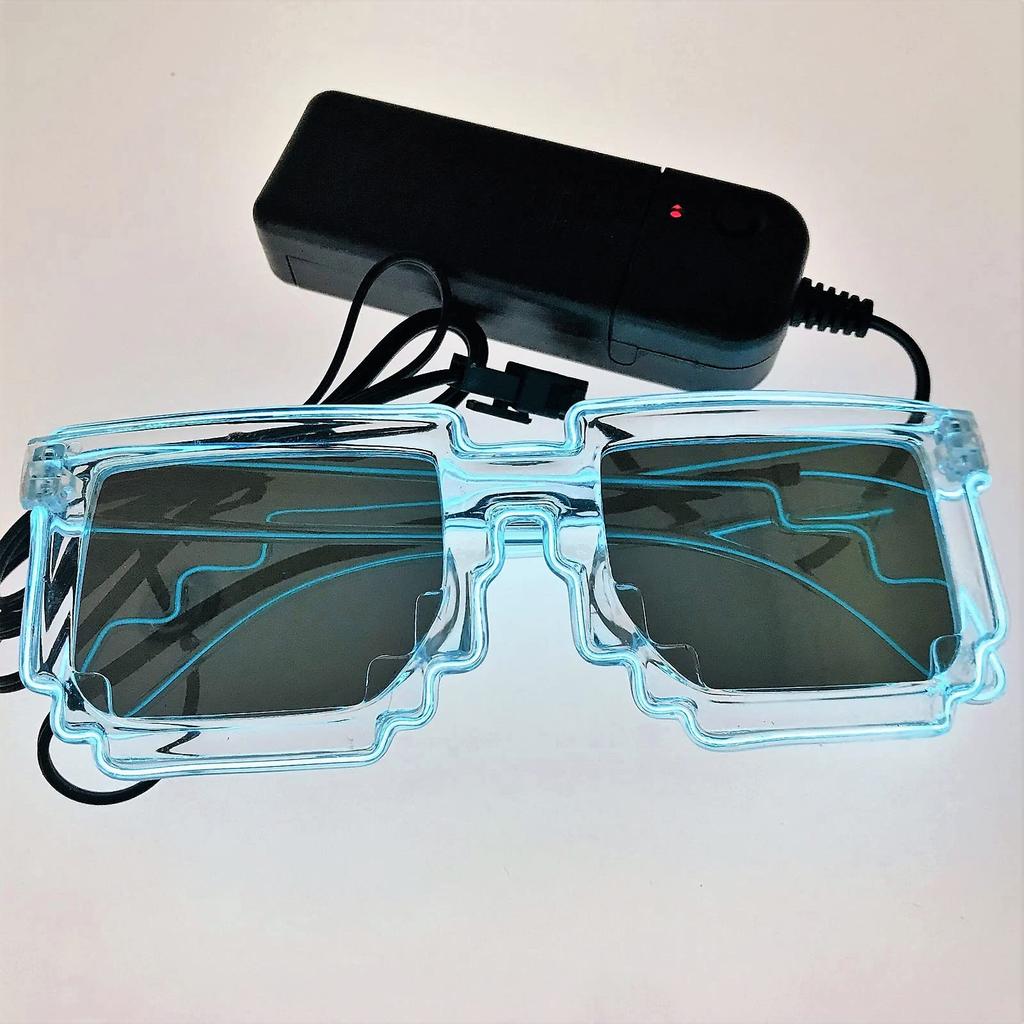 Halloween Mosaic Shape Luminous Glasses Cosplay Costume Props LED Glasses Christmas Party Birthday Gift Sunglasses [MAYTOTE] (Sky Blue)