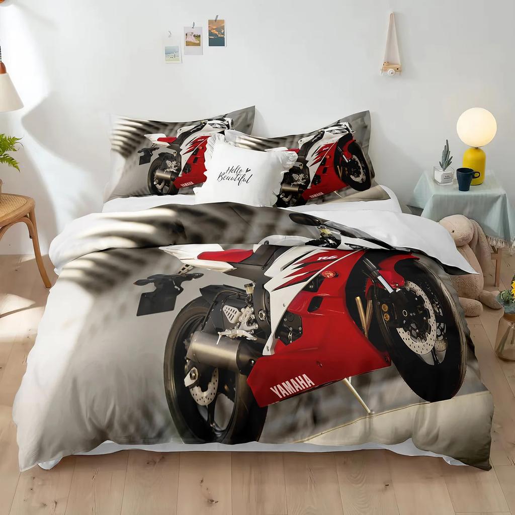 Dirt Bike Duvet Cover Racing Motocross For Teen Adult Motorcycle Rider Extreme Sports Theme For Bedroom Decorations Queen King