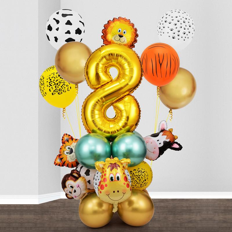 Forest Animal Party Set Balloon Digital Combination Aluminum Mold Balloon Column Birthday Decoration