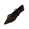2025 autumn and winter new pointed head shallow mouth suede thin heel foot cover versatile commuter work women's shoes