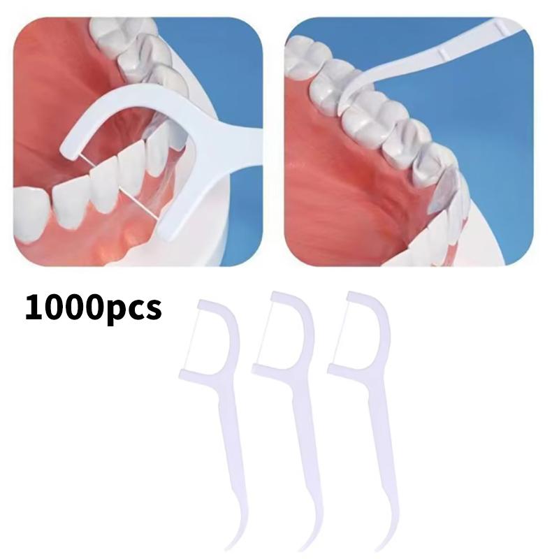 1000Pcs Dental Toothpicks Disposable Dental Floss With Handle Teeth Cleaning Tools Portable Oral Hygiene Care Supplies